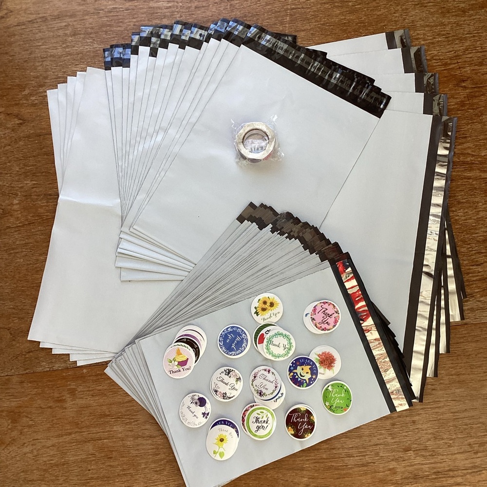 Large Lot of White Poly Mailers
